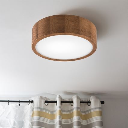 Brilagi - LED RGBW regulējama griestu lampa CARVALHO 1xE27/9W/230V 2700-6500K Wi-Fi ozola apdare Ø 27,5 cm