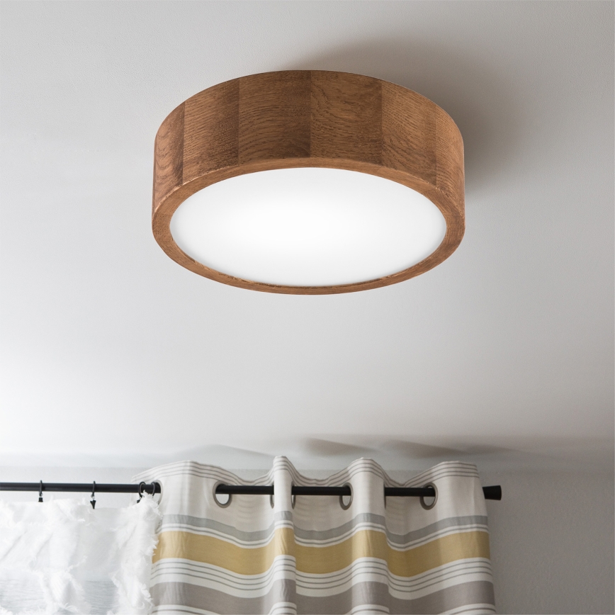 Brilagi - LED RGBW regulējama griestu lampa CARVALHO 1xE27/9W/230V 2700-6500K Wi-Fi ozola apdare Ø 27,5 cm