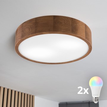 Brilagi - LED RGBW regulējama griestu lampa CARVALHO 2xE27/9W/230V 2700-6500K Wi-Fi ozola Ø 37,5 cm