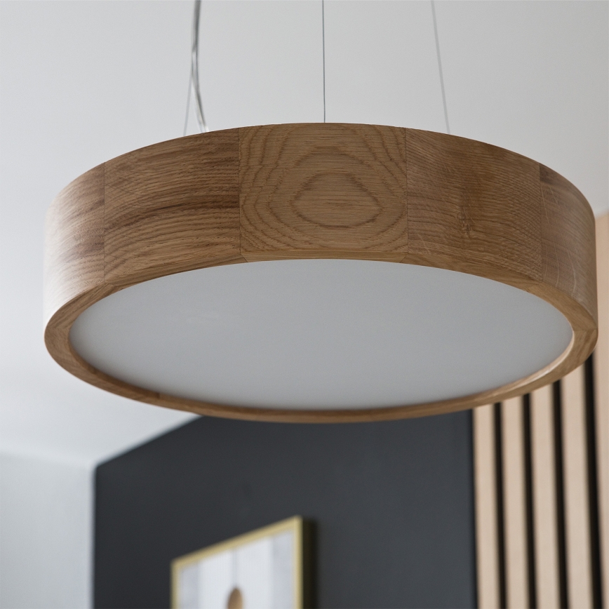 Brilagi - LED RGBW regulējama lustra uz troses CARVALHO 2xE27/9W/230V 2700-6500K Wi-Fi, ozols, Ø 37 cm