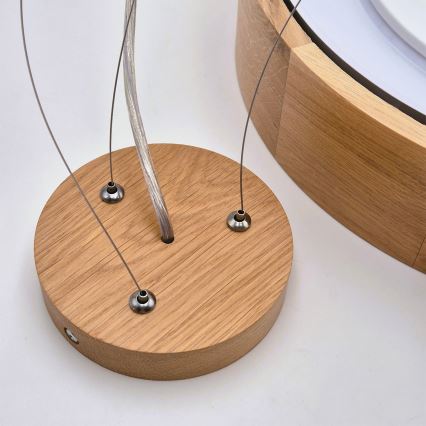 Brilagi - LED RGBW regulējama lustra uz troses CARVALHO 2xE27/9W/230V 2700-6500K Wi-Fi, ozols, Ø 37 cm