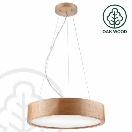 Brilagi - LED RGBW regulējama lustra uz troses CARVALHO 2xE27/9W/230V 2700-6500K Wi-Fi, ozols, Ø 37 cm