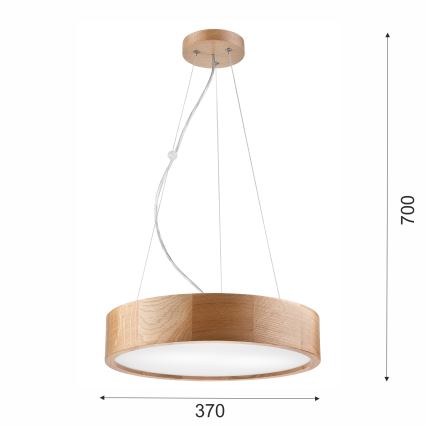 Brilagi - LED RGBW regulējama lustra uz troses CARVALHO 2xE27/9W/230V 2700-6500K Wi-Fi, ozols, Ø 37 cm