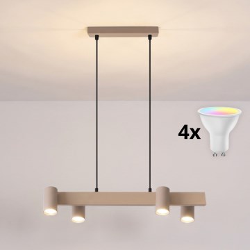BRILAGI - LED RGBW regulējama lustra uz troses SELE 4xGU10/6,5W/230V 2700-6500K bēša