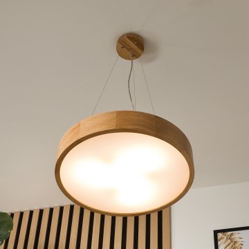 Brilagi - LED RGBW regulējama pakaramā lampa uz troses CARVALHO 3xE27/15W/230V 2700-6500K Wi-Fi ozols pr. 47,5 cm