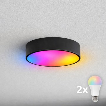 BRILAGI - LED RGBW regulējama vannas istabas griestu lampa CLARE 2xE27/12W/230V 2700-6500K Ø 30 cm IP54 melna