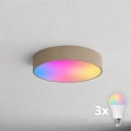 BRILAGI - LED RGBW regulējama vannas istabas griestu lampa CLARE 3xE27/12W/230V 2700–6500K Ø 40 cm IP54 bēša