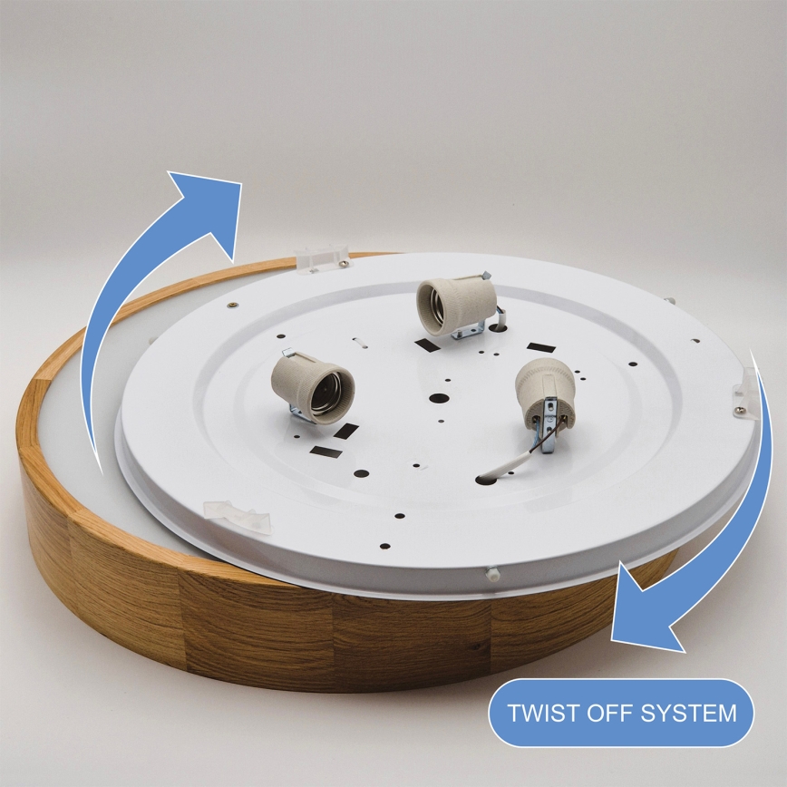 Brilagi - LED RGBW regulējama griestu lampa CARVALHO 3xE27/15W/230V 2700-6500K Wi-Fi, ozols Ø 47,5 cm