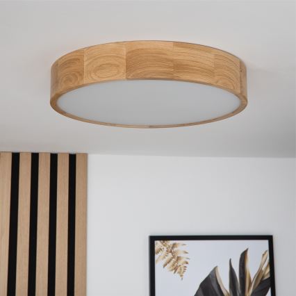 Brilagi - LED RGBW regulējama griestu lampa CARVALHO 3xE27/9W/230V 2700-6500K Wi-Fi, ozols Ø 47,5 cm