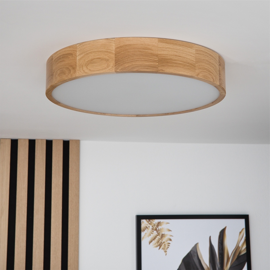 Brilagi - LED RGBW regulējama griestu lampa CARVALHO 3xE27/9W/230V 2700-6500K Wi-Fi, ozols Ø 47,5 cm