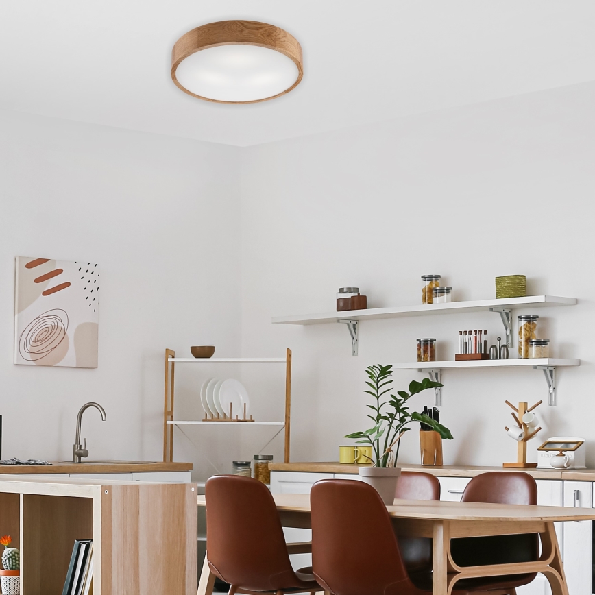 Brilagi - LED RGBW regulējama griestu lampa CARVALHO 3xE27/9W/230V 2700-6500K Wi-Fi, ozols Ø 47,5 cm