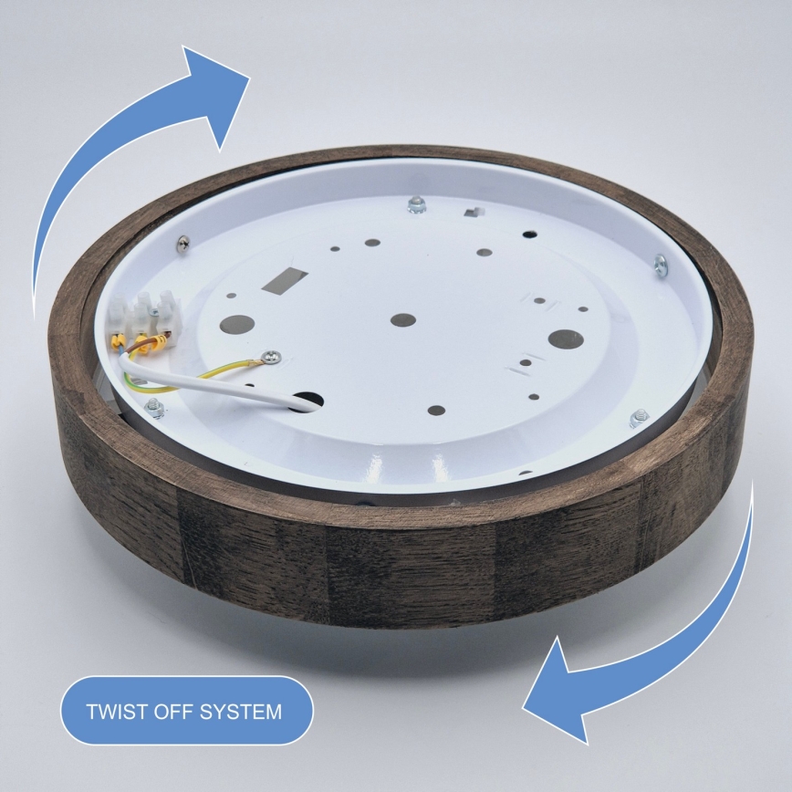 Brilagi - LED RGBW regulējama griestu lampa CARVALHO SLIM 1xE27/15W/230V 2700-6500K Wi-Fi ozols, diam. 27 cm