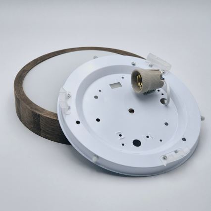 Brilagi - LED RGBW regulējama griestu lampa CARVALHO SLIM 1xE27/15W/230V 2700-6500K Wi-Fi ozols, diam. 27 cm