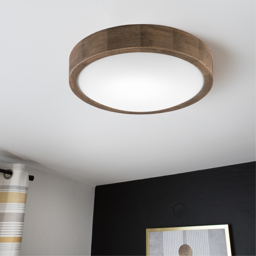 Brilagi - LED RGBW regulējama griestu lampa CARVALHO SLIM 1xE27/9W/230V 2700-6500K Wi-Fi ozols, diam. 27 cm