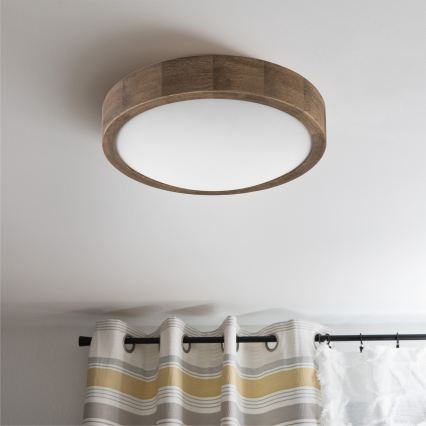 Brilagi - LED RGBW regulējama griestu lampa CARVALHO SLIM 1xE27/9W/230V 2700-6500K Wi-Fi ozols, diam. 27 cm