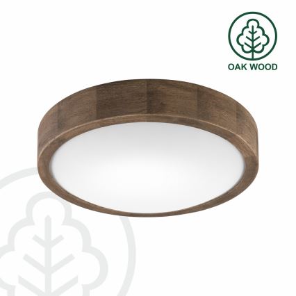 Brilagi - LED RGBW regulējama griestu lampa CARVALHO SLIM 1xE27/9W/230V 2700-6500K Wi-Fi ozols, diam. 27 cm