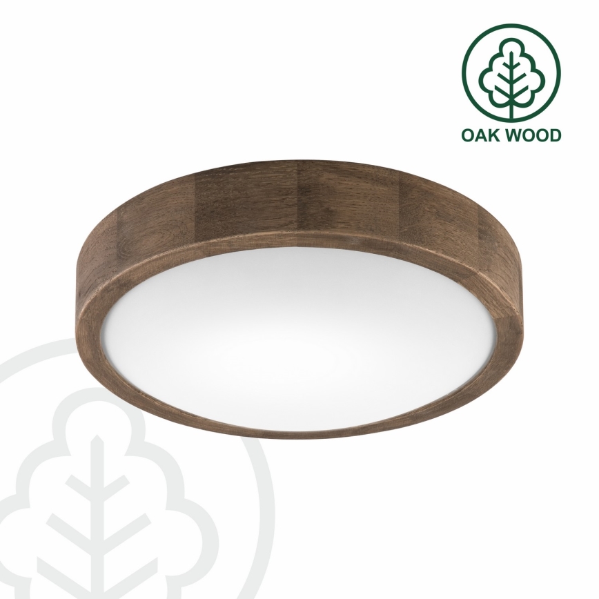 Brilagi - LED RGBW regulējama griestu lampa CARVALHO SLIM 1xE27/9W/230V 2700-6500K Wi-Fi ozols, diam. 27 cm