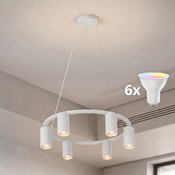 BRILAGI - LED RGBW regulējams karājošs gaismeklis uz kabeļa SELE 6xGU10/6,5W/230V 2700-6500K balts + ar tālvadības pulti