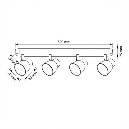 Brilagi - LED RGBW aptumšojams virziena gaismeklis NUGGET 4xGU10/4,8W/230V 3000K melns/zelts + tālvadības pults