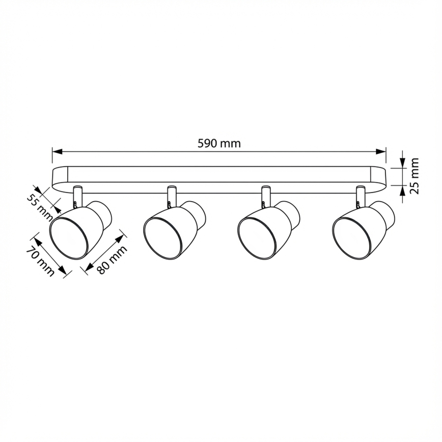 Brilagi - LED RGBW aptumšojams virziena gaismeklis NUGGET 4xGU10/4,8W/230V 3000K melns/zelts + tālvadības pults