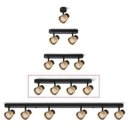 Brilagi - LED RGBW aptumšojams virziena gaismeklis NUGGET 4xGU10/6W/230V 3000K melns/zelts + tālvadības pults