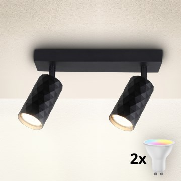 Brilagi - LED RGBW regulējams punktveida gaismeklis SELE DIAMANT 2xGU10/6,5W/230V 2700-6500K Wi-Fi melns
