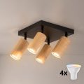 BRILAGI - LED RGBW regulējams punktveida gaismeklis SELE SQUARE 4xGU10/6,5W/230V 2700-6500K melns/ozola dekors