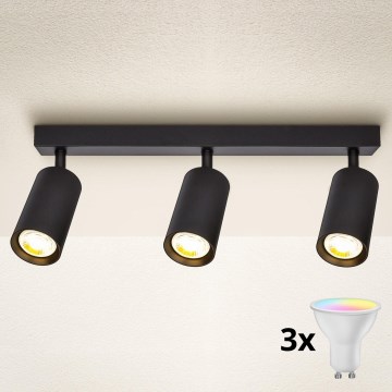 Brilagi - LED RGBW regulējams spota gaismeklis SELE 3xGU10/6W/230V 3000K melns + tālvadība
