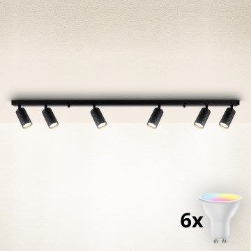 Brilagi - LED RGBW regulējams virziena gaismeklis SELE DIAMANT 6xGU10/6,5W/230V 2700-6500K Wi-Fi melns
