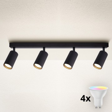 Brilagi - LED RGBW regulējams virziena gaismeklis SELE MODERN 4xGU10/4,8W/230V 3000K melns + tālvadība