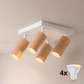 BRILAGI - LED RGBW regulējams virziena gaismeklis SELE SQUARE 4xGU10/6,5W/230V 2700-6500K balts/ozola dekors
