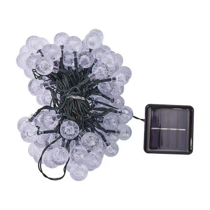 BRILAGI - LED saules darbināmā dekoratīvā virtene BUBBLE, 200 LED, 8 režīmi, 20 m, IP65, silti balta, 800 mAh