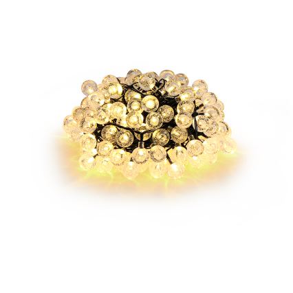 BRILAGI - LED saules darbināmā dekoratīvā virtene BUBBLE, 200 LED, 8 režīmi, 20 m, IP65, silti balta, 800 mAh