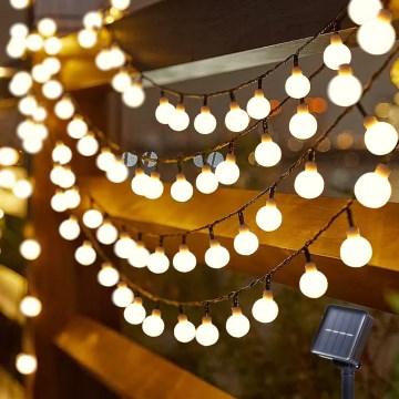 BRILAGI - LED saules dekoratīvā virtene BUBBLE 200xLED/8 funkcijas 20m IP65 silti balta 800 mAh