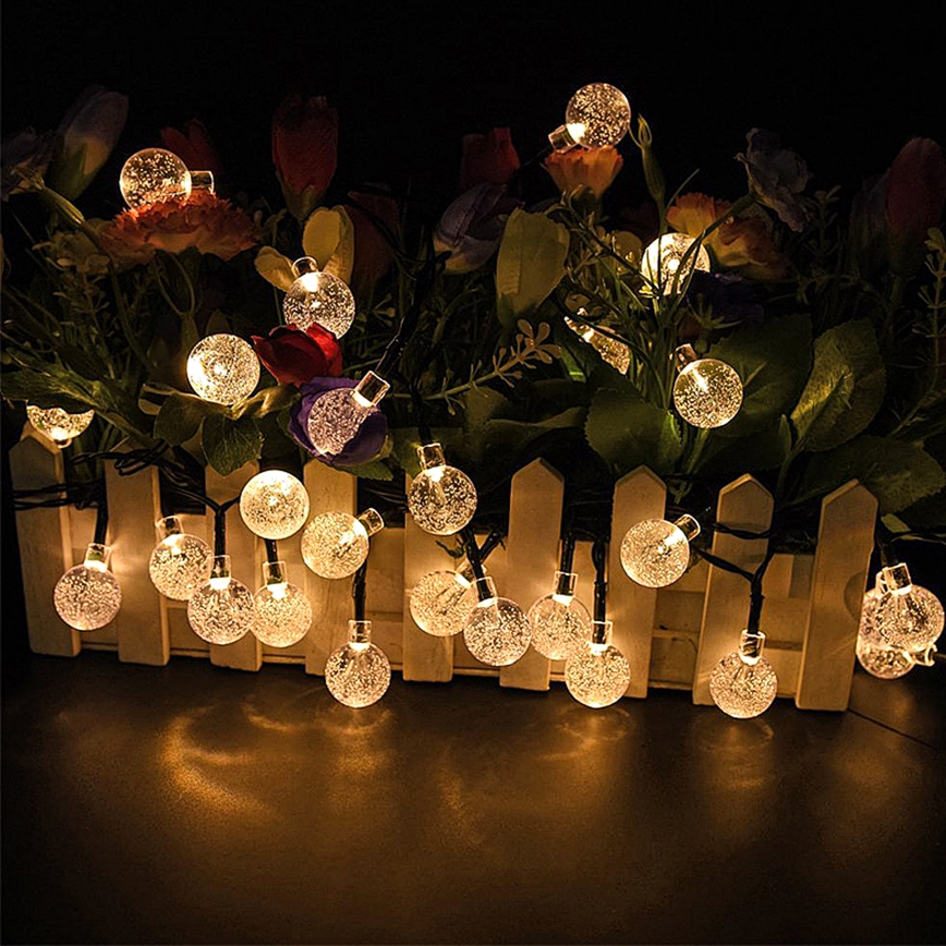 Brilagi - LED Saules enerģijas dekoratīva virtene BUBBLE 50xLED/8 funkcijas 7m IP65 silti balta 600 mAh