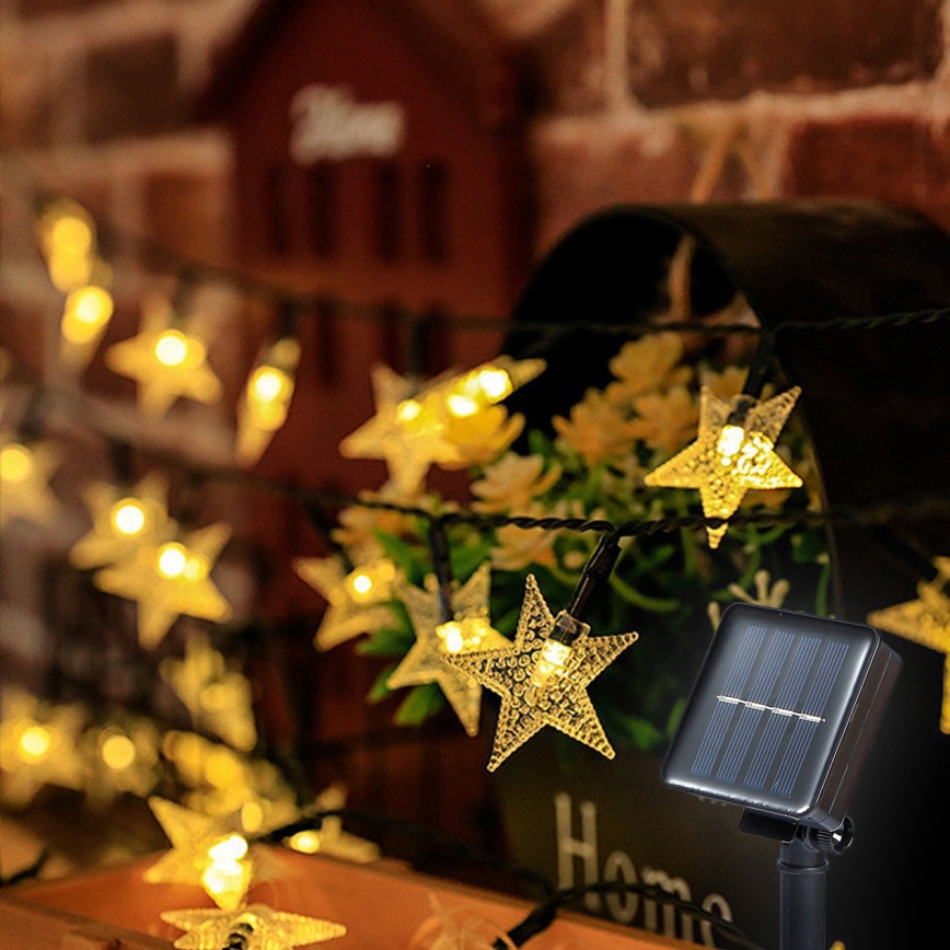 Brilagi - LED Saules enerģijas dekoratīva virtene STARS 50xLED/8 funkcijas 7m IP65 silti balta 600 mAh