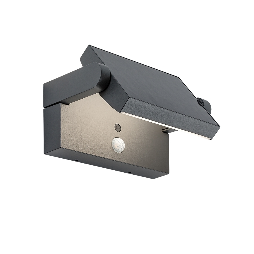 Brilagi - LED Saules enerģijas sienas lampa ar kustības un krēslas sensoru ANKLE LED/10W/3,7V 3000 mAh 3000K IP65 antracīta