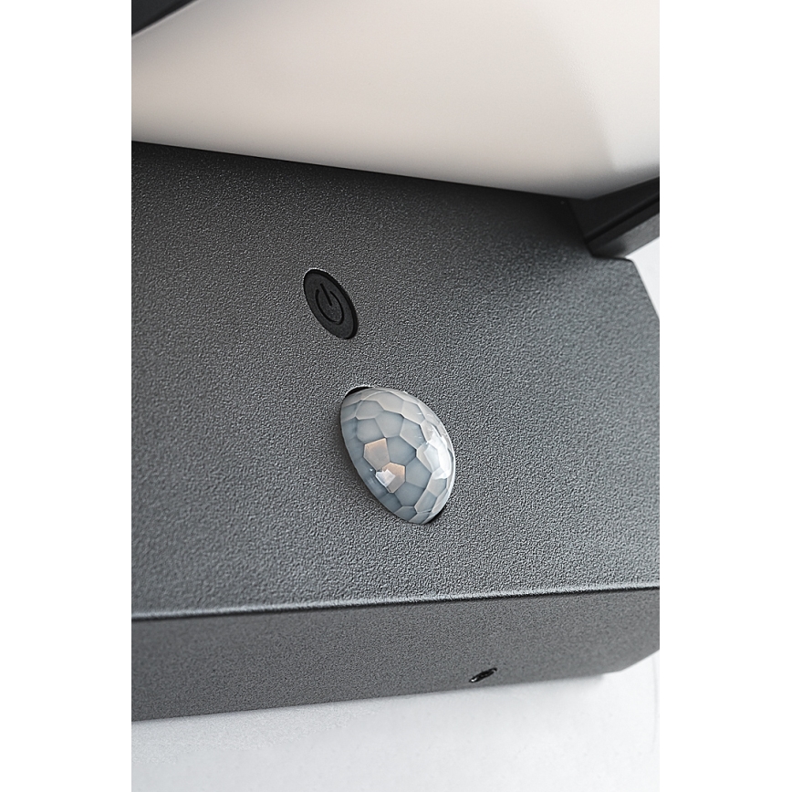 Brilagi - LED Saules enerģijas sienas lampa ar kustības un krēslas sensoru ANKLE LED/10W/3,7V 3000 mAh 3000K IP65 antracīta