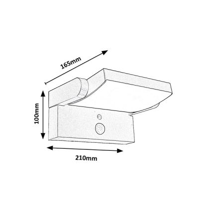 Brilagi - LED Saules enerģijas sienas lampa ar kustības un krēslas sensoru ANKLE LED/10W/3,7V 3000 mAh 4000K IP65 antracīta