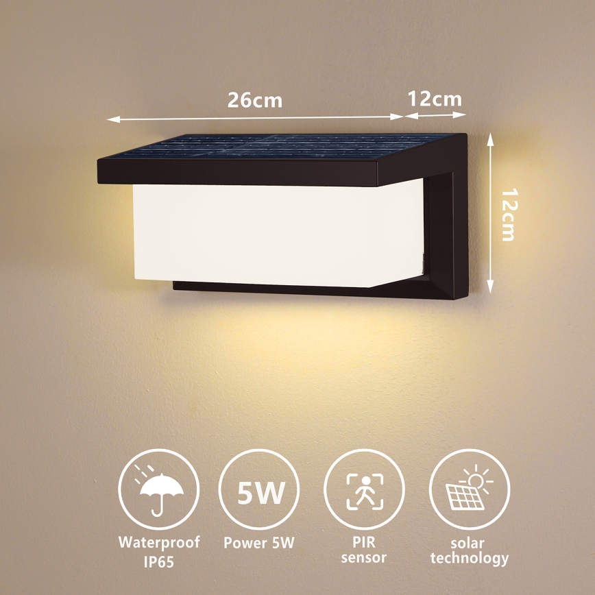 Brilagi - LED Saules enerģijas sienas lampa ar sensoru BRICKY LED/5W/6V IP65