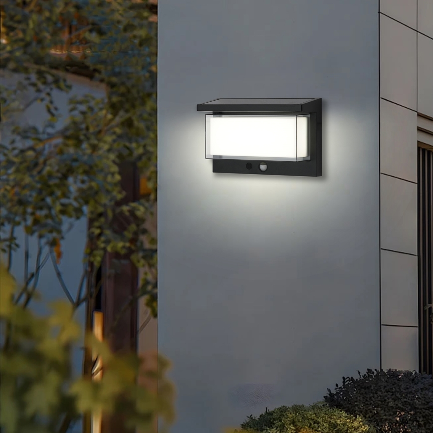 Brilagi - LED Saules enerģijas sienas lampa ar sensoru SAULE LUME LED/10W/3,7V 4000 mAh IP44