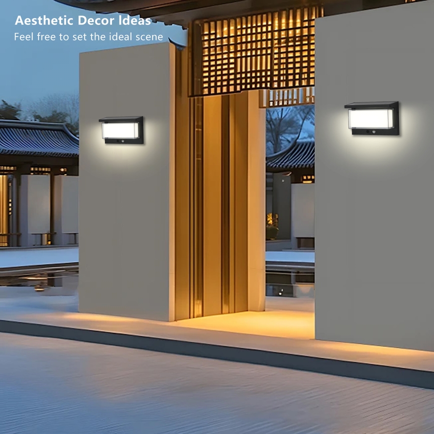 Brilagi - LED Saules enerģijas sienas lampa ar sensoru SAULE LUME LED/10W/3,7V 4000 mAh IP44
