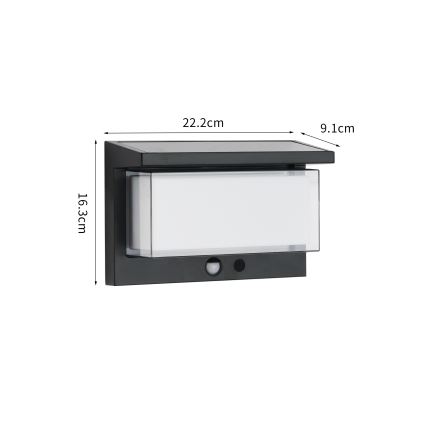 Brilagi - LED Saules enerģijas sienas lampa ar sensoru SAULE LUME LED/10W/3,7V 4000 mAh IP44