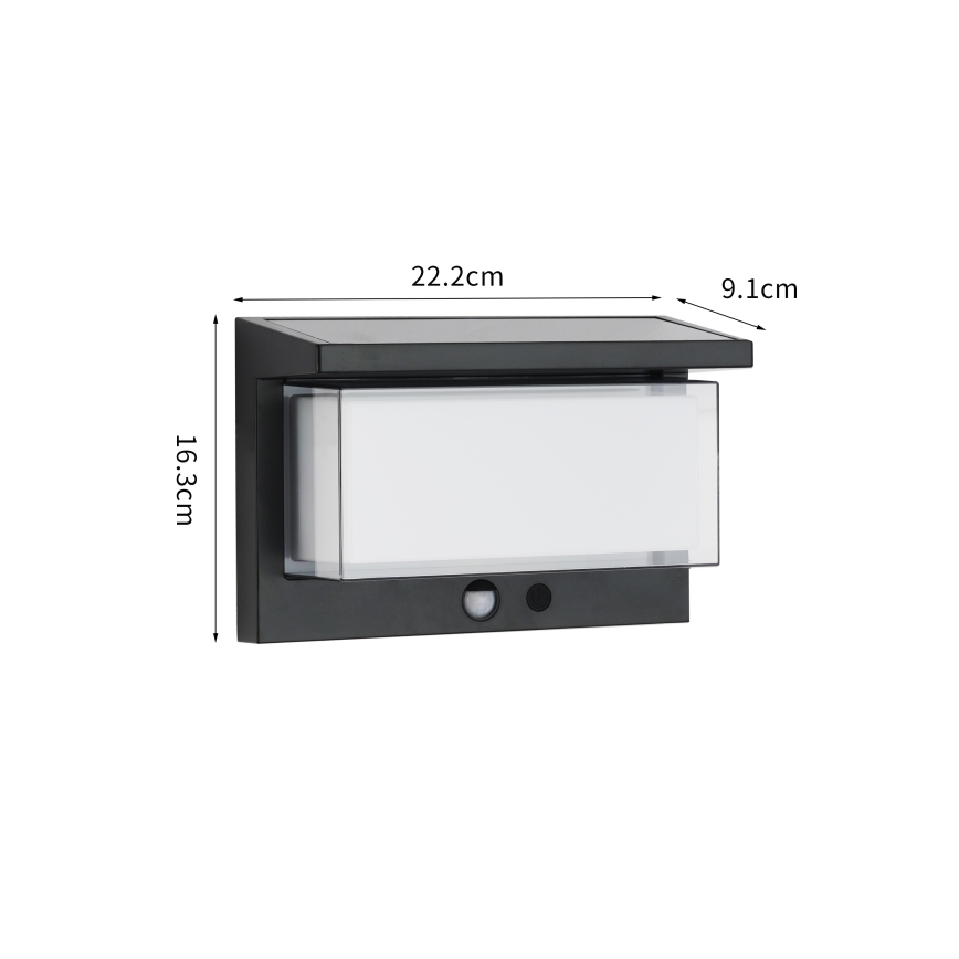 Brilagi - LED Saules enerģijas sienas lampa ar sensoru SAULE LUME LED/10W/3,7V 4000 mAh IP44
