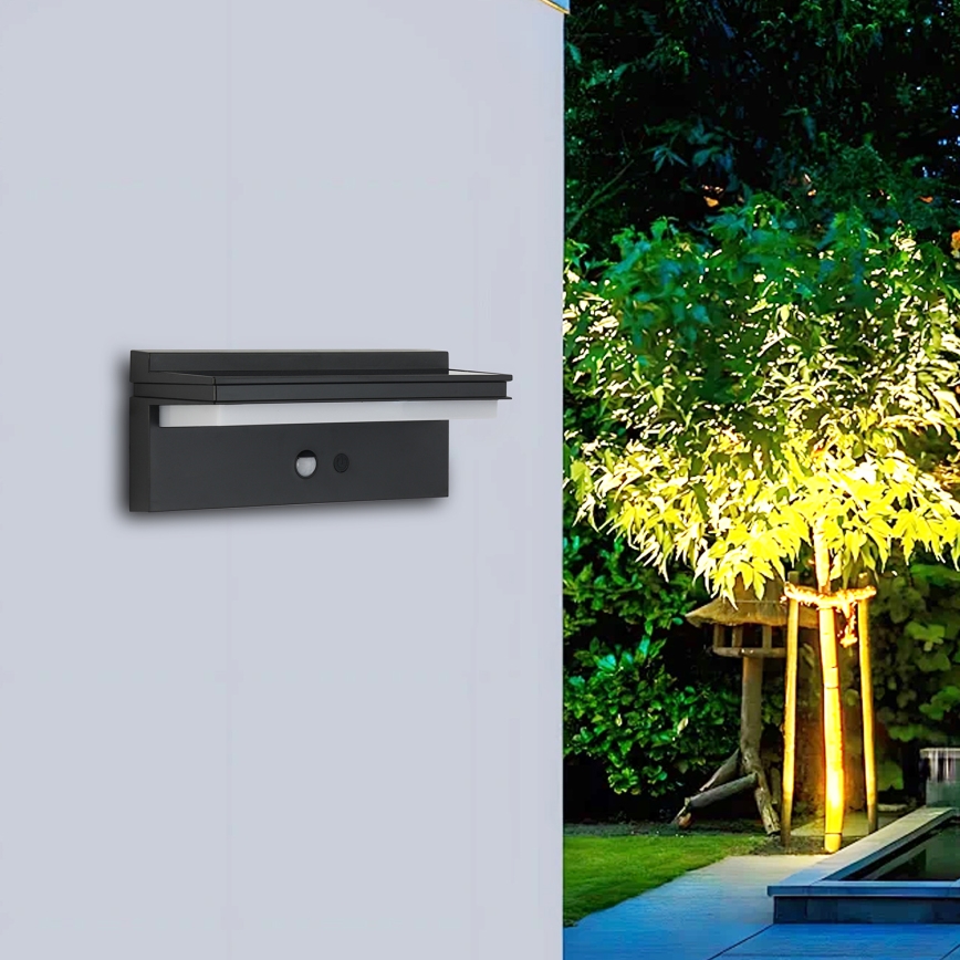 Brilagi - LED Saules enerģijas sienas lampa ar sensoru SAULE SENSE LED/10W/3,7V 4000 mAh IP44