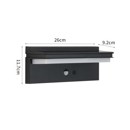 Brilagi - LED Saules enerģijas sienas lampa ar sensoru SAULE SENSE LED/10W/3,7V 4000 mAh IP44