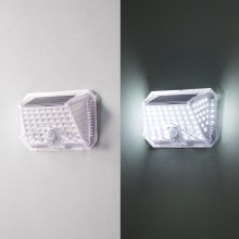 Brilagi - LED Saules enerģijas sienas lampa ar sensoru WALLIE LED/0,85W/3,7V 6500K IP65 sudraba