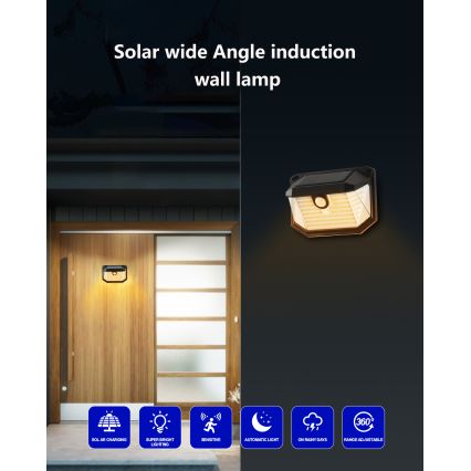 Brilagi - LED Saules enerģijas sienas lampa ar sensoru WALLIE LED/4W/5,5V 1200 mAh 3000K IP65