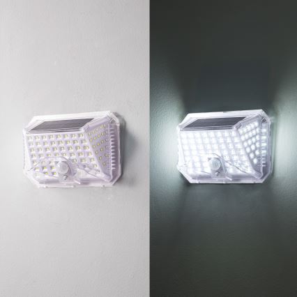 Brilagi - LED Saules enerģijas sienas lampa ar kustības un krēslas sensoru WALLIE LED/4W/5,5V 1200 mAh 6500K IP64 sudraba
