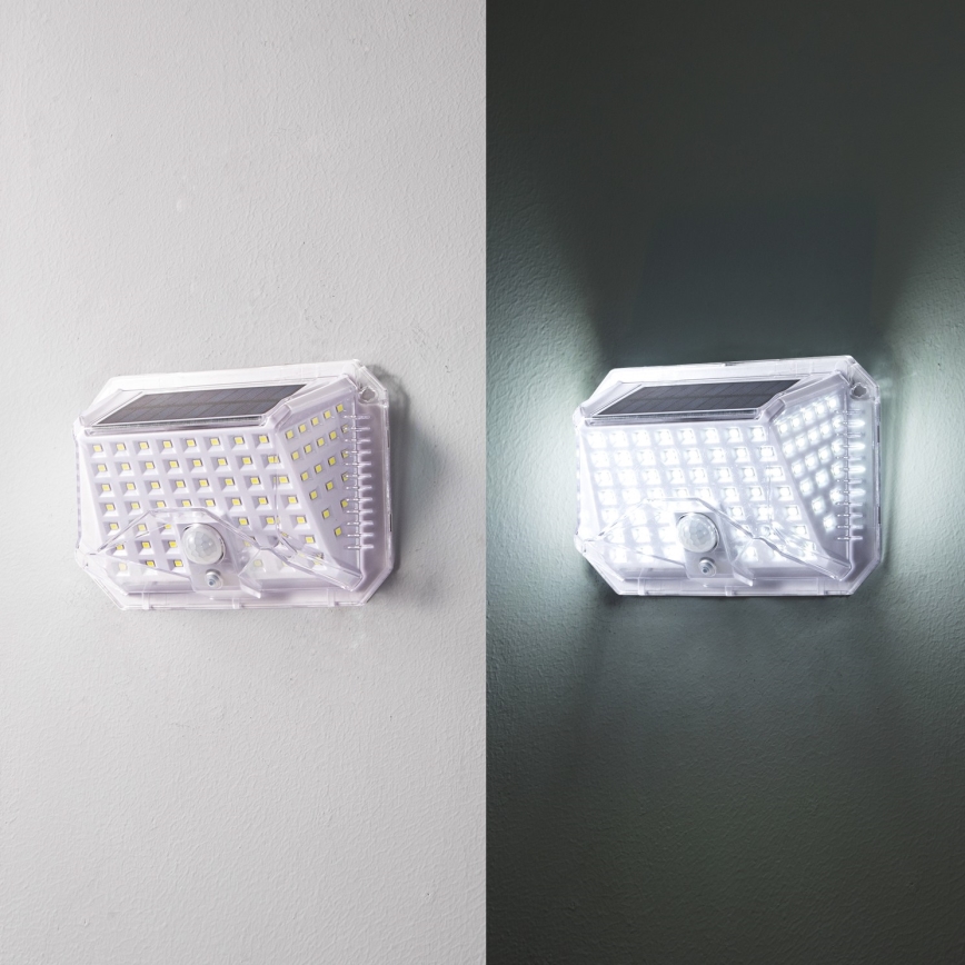 Brilagi - LED Saules enerģijas sienas lampa ar kustības un krēslas sensoru WALLIE LED/4W/5,5V 1200 mAh 6500K IP64 sudraba
